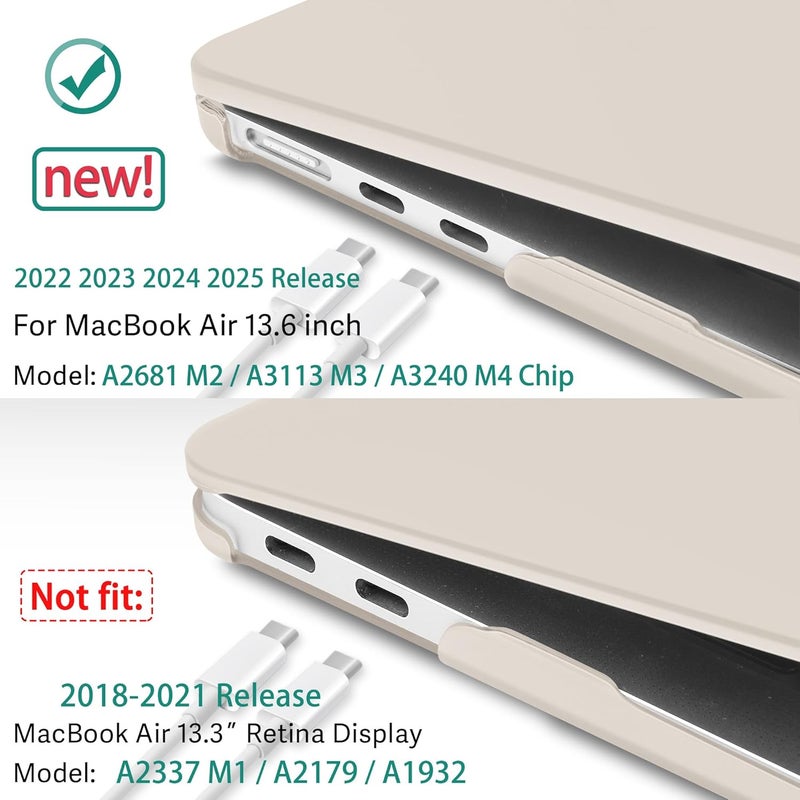 May Chen for M4 MacBook Air 13.6 inch Case 2025 2024 2023 2022 Release A3240 M3 A3113 M2 A2681, Plastic Hard Shell Case for MacBook Air 13.6" with Retina Display Fits Touch ID, Rock ash - Image 3